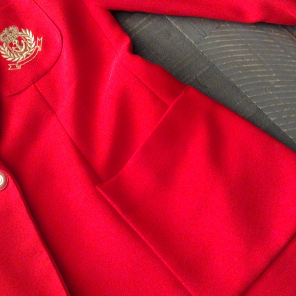 VINTAGE RED LIZ CLAIBORNE SZ 2 Petite CLASSIC SAILOR SUIT JACKET ... - Picture 8 of 13